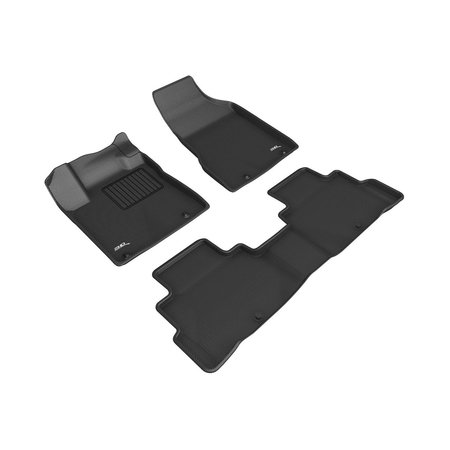 3D MATS USA Custom Fit, Raised Edge, Black, Thermoplastic Rubber Of Carbon Fiber Texture, 3 Piece L1NS12701509